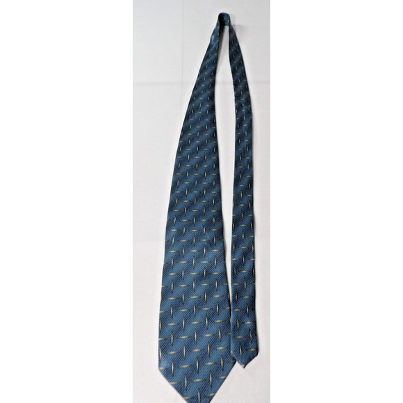 Kenneth Cole New York Mens Neck Tie Silk Blue Gray Geometric Diamonds - Picture 2 of 7